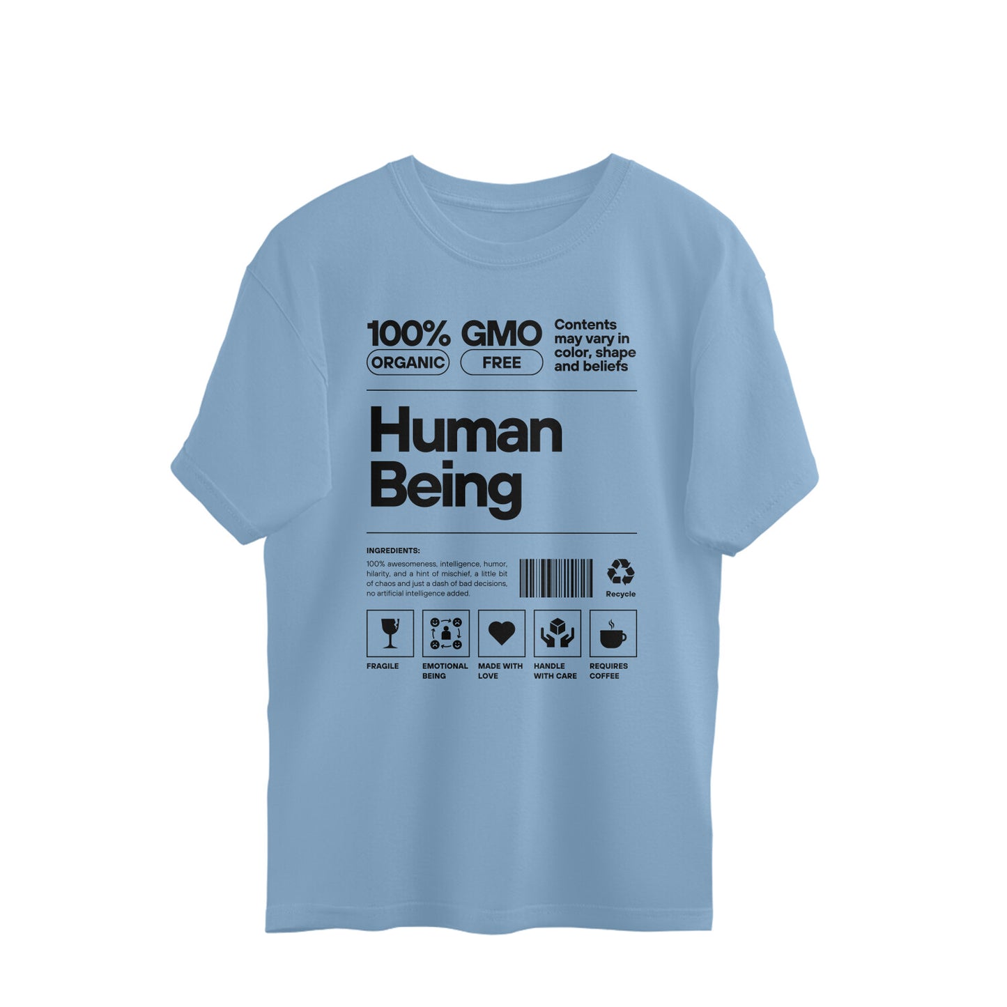 100% "Human Being" Black Print Men's Oversize T-Shirt